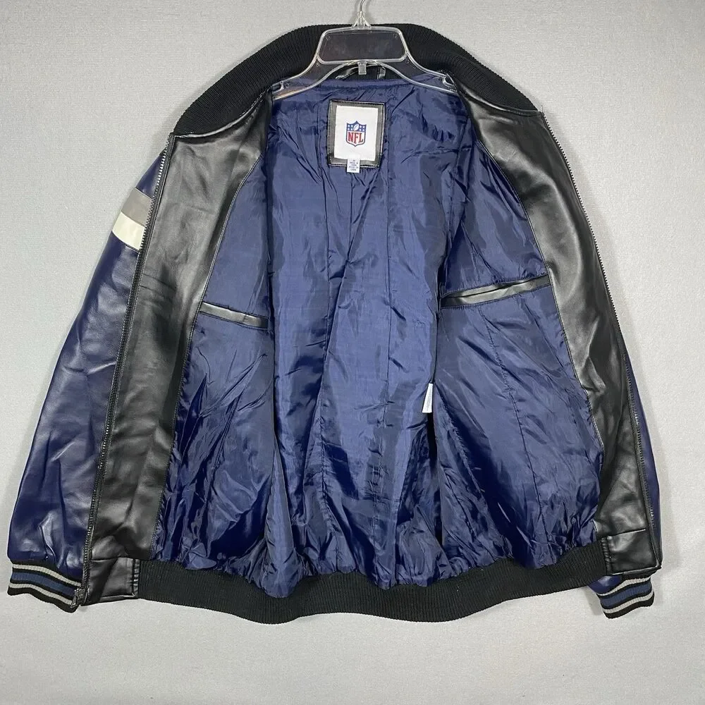 Vintage Dallas Cowboys Faux Leather Jacket G-III Mens Medium NFL Football Coat
